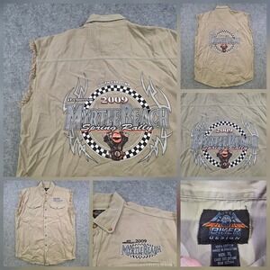 Biker Design Shirt Mens XL Beige Myrtle Beach Spring Rally 2009 Biker Sleeveless